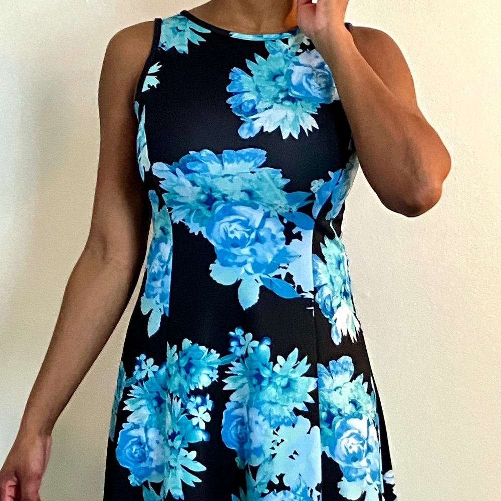 Blue Floral Print Dress